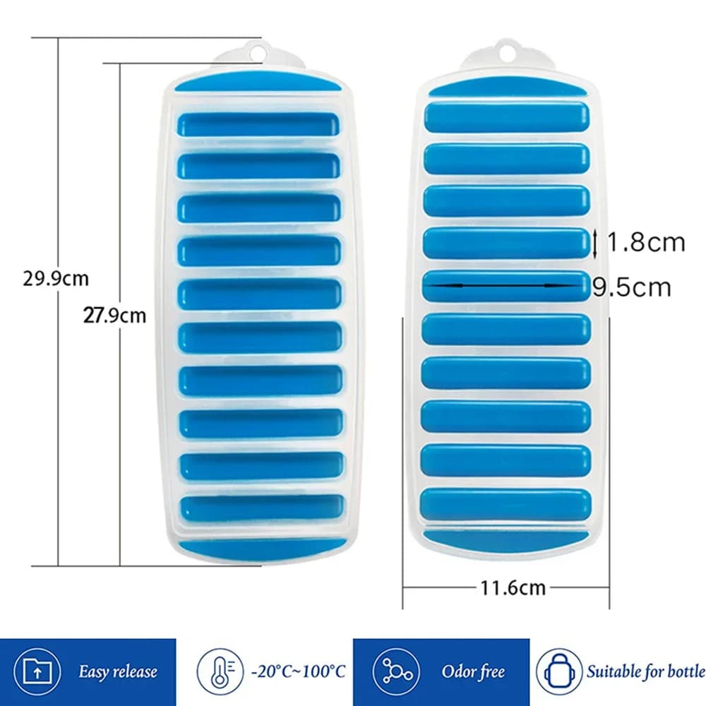 Tavă cu capac pentru bastonașe de gheață, din silicon, reutilizabilă