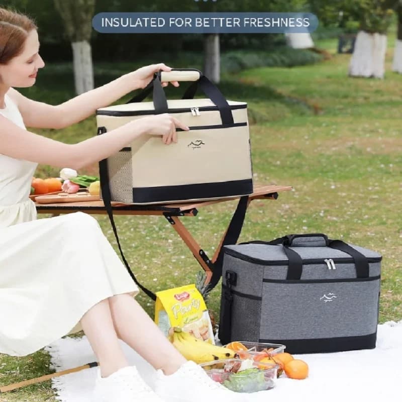 Geantă termoizolantă pătrată pentru prânz și picnic, baretă de umăr, capacitate mare