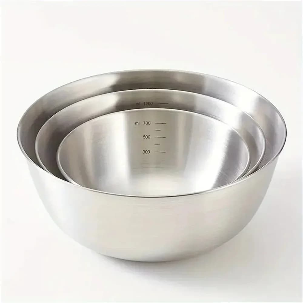 Set 1-3 boluri din inox cu gradație pentru gătit, copt și depozitare