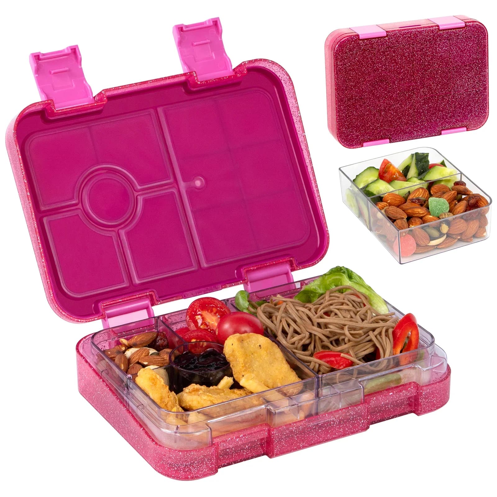 Caserolă etanșă tip Bento pentru prânz, compatibilă cu microunde, cu furculițe și linguri