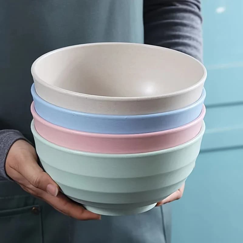 Set 4 boluri incasabile din plastic PP pentru supă, orez și cereale, 24 oz