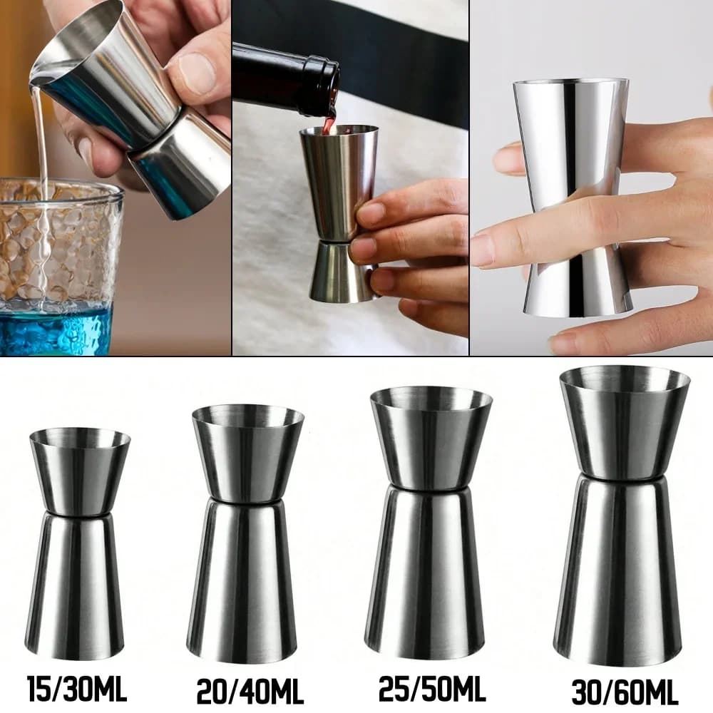 Pahar gradat dublu din inox pentru cocktailuri, jigger bar