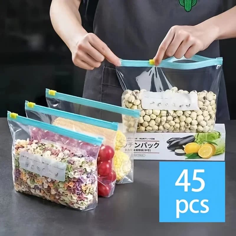 Pungi ermetice cu fermoar pentru păstrarea alimentelor proaspete, congelator, fructe, legume, carne
