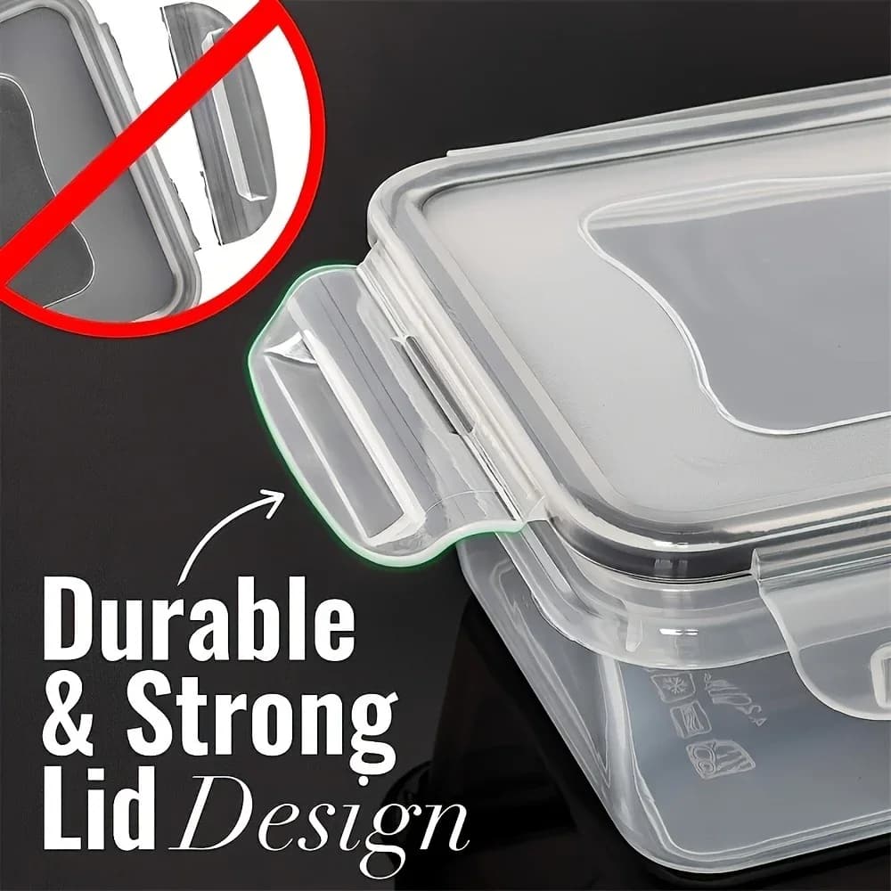 Set 8 caserole alimentare ermetice fără BPA cu capac clipsabil - Plastic PP pentru microunde și congelator