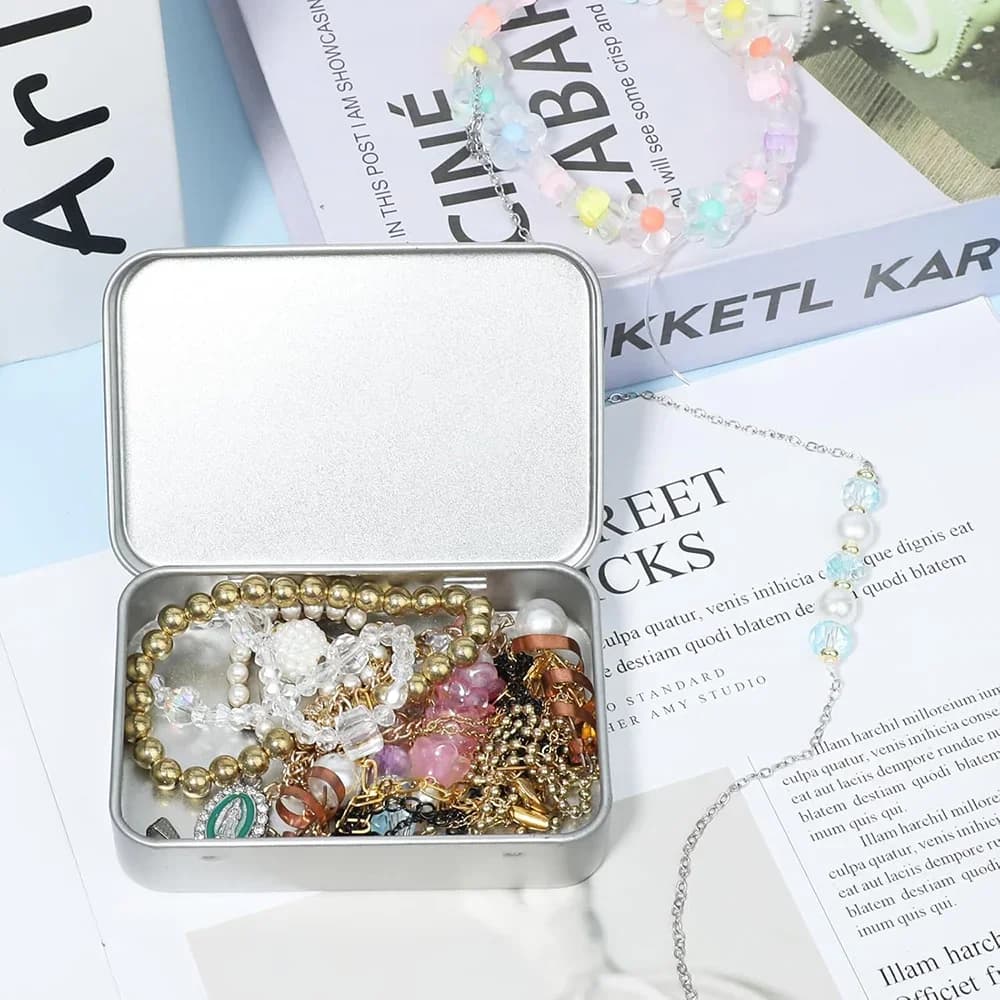 Set 6 cutii metalice cu capac, mini recipiente portabile pentru depozitare bomboane și mărunțișuri