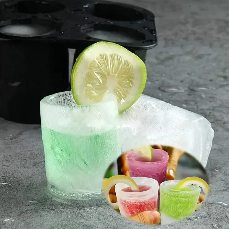 Formă din silicon pentru cuburi de gheață, 4 orificii, pentru whisky și băuturi