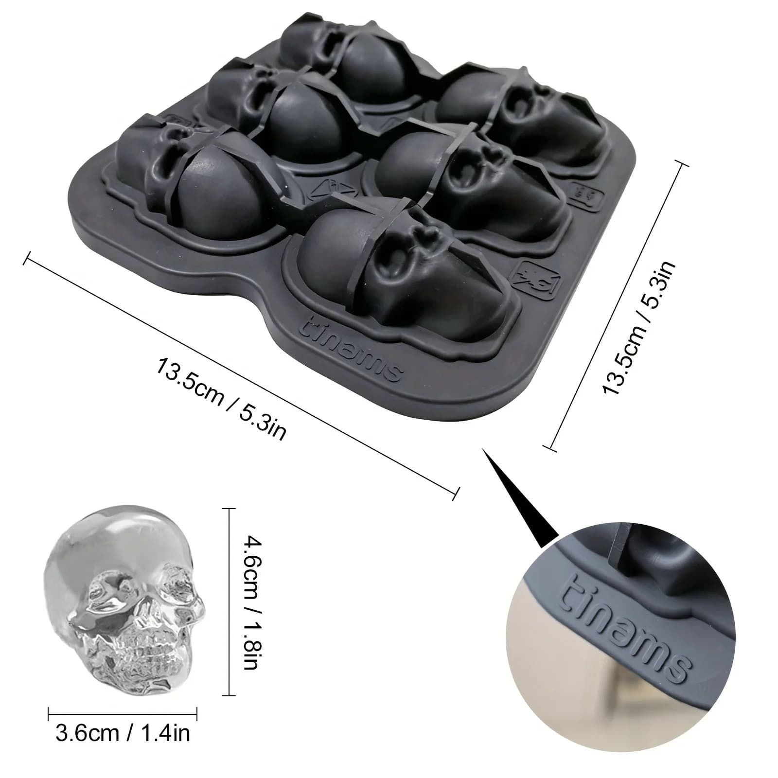 Formă din silicon 3D pentru gheață craniu, fără BPA