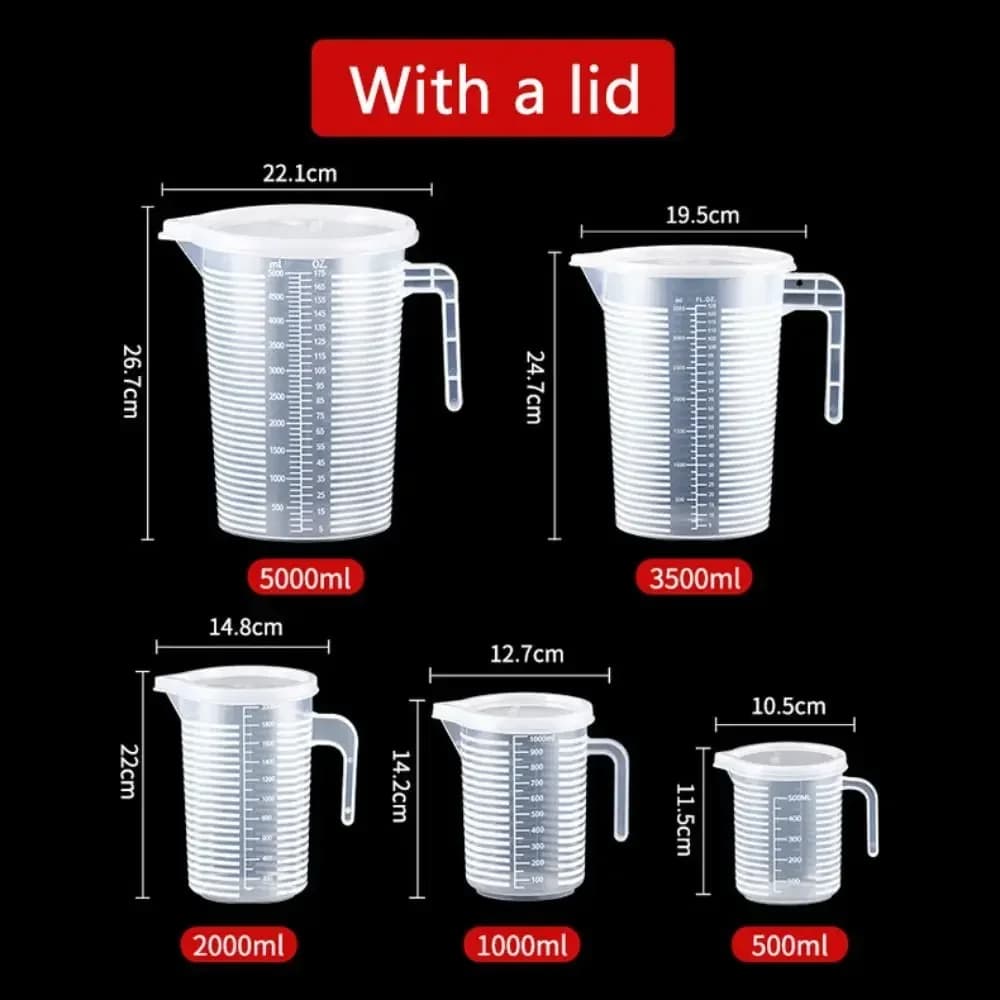 Cană gradată de bucătărie din plastic alimentar, 100-5000 ml