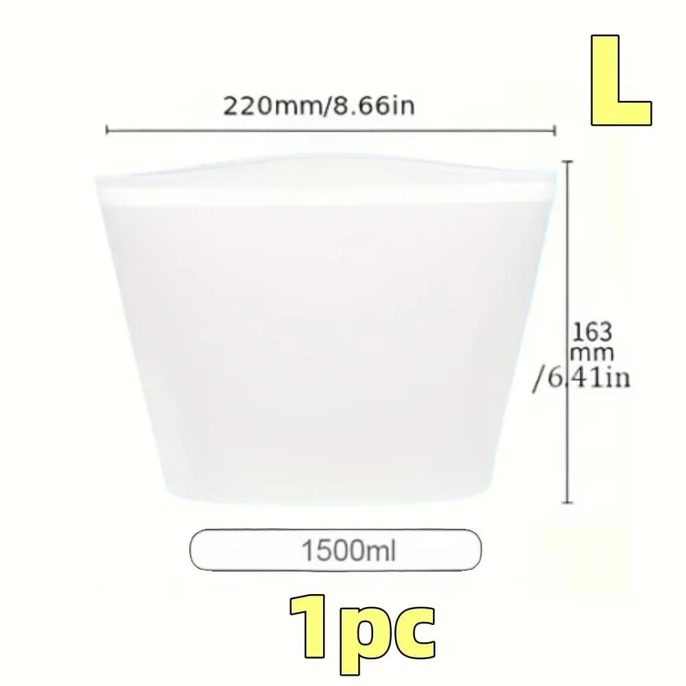 Set 1/3 pungi din silicon reutilizabile pentru alimente, pungi etanșe cu fermoar pentru frigider și congelator
