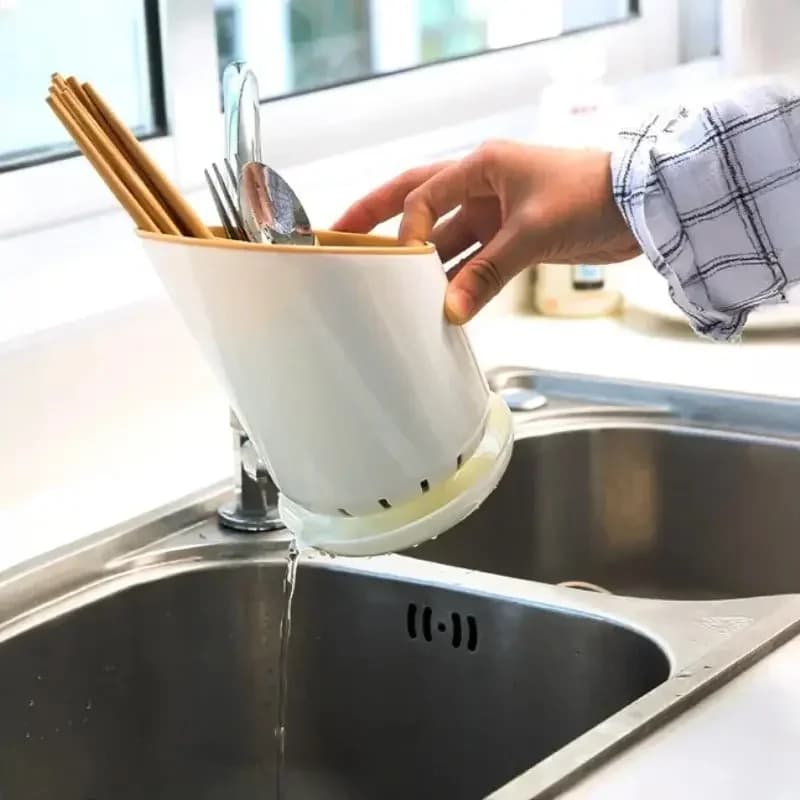 Suport scurgător pentru tacâmuri din plastic, cu tavă