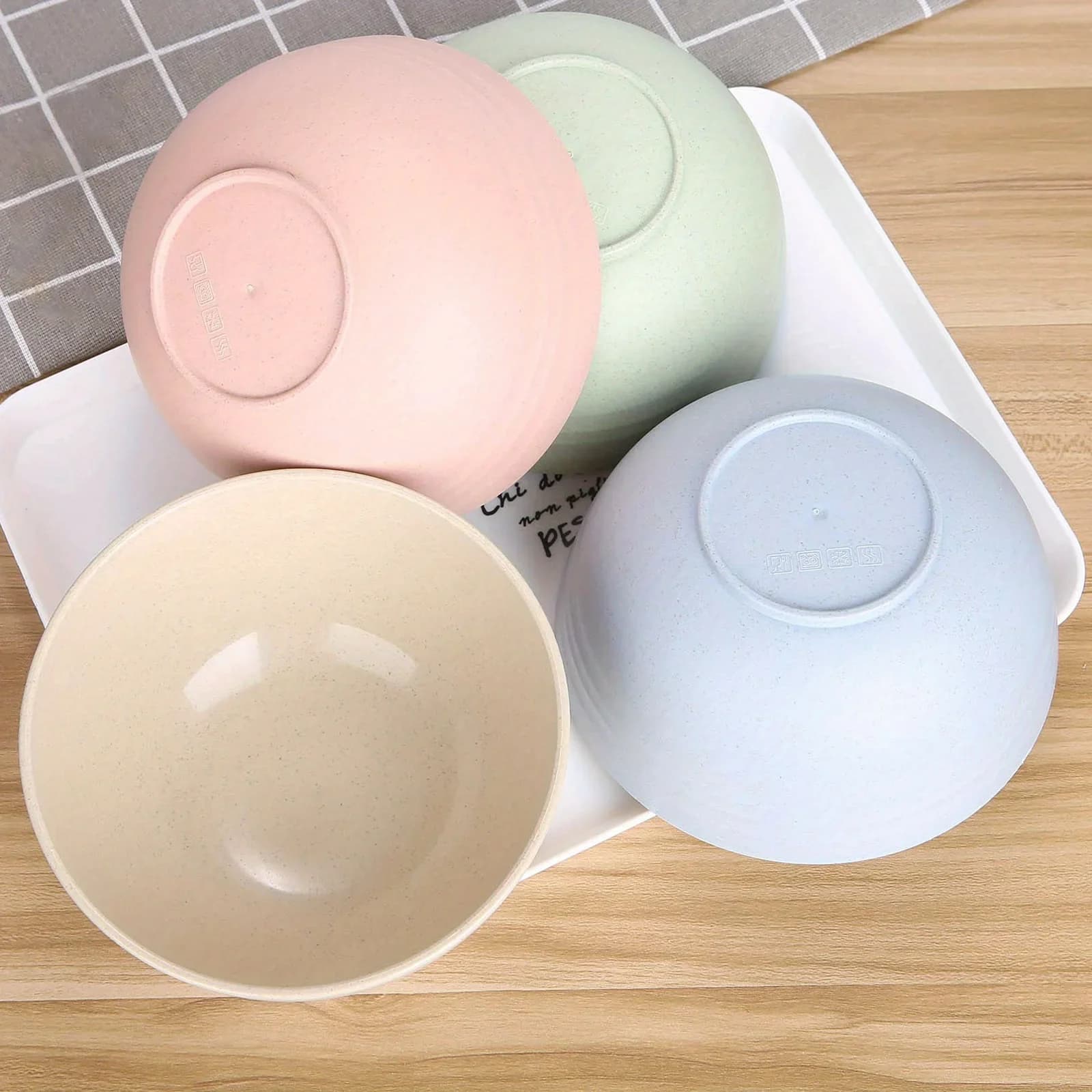 Set 4 boluri incasabile din plastic PP pentru supă, orez și cereale, 24 oz