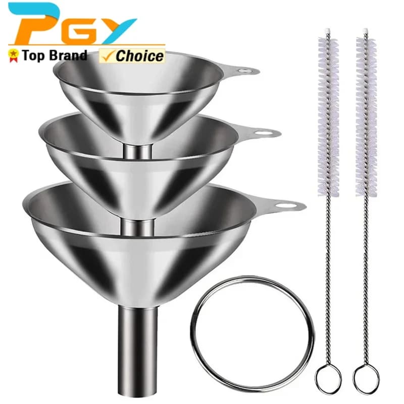 Set 3/5 pâlnii de bucătărie din inox alimentar pentru sticle și recipiente mici