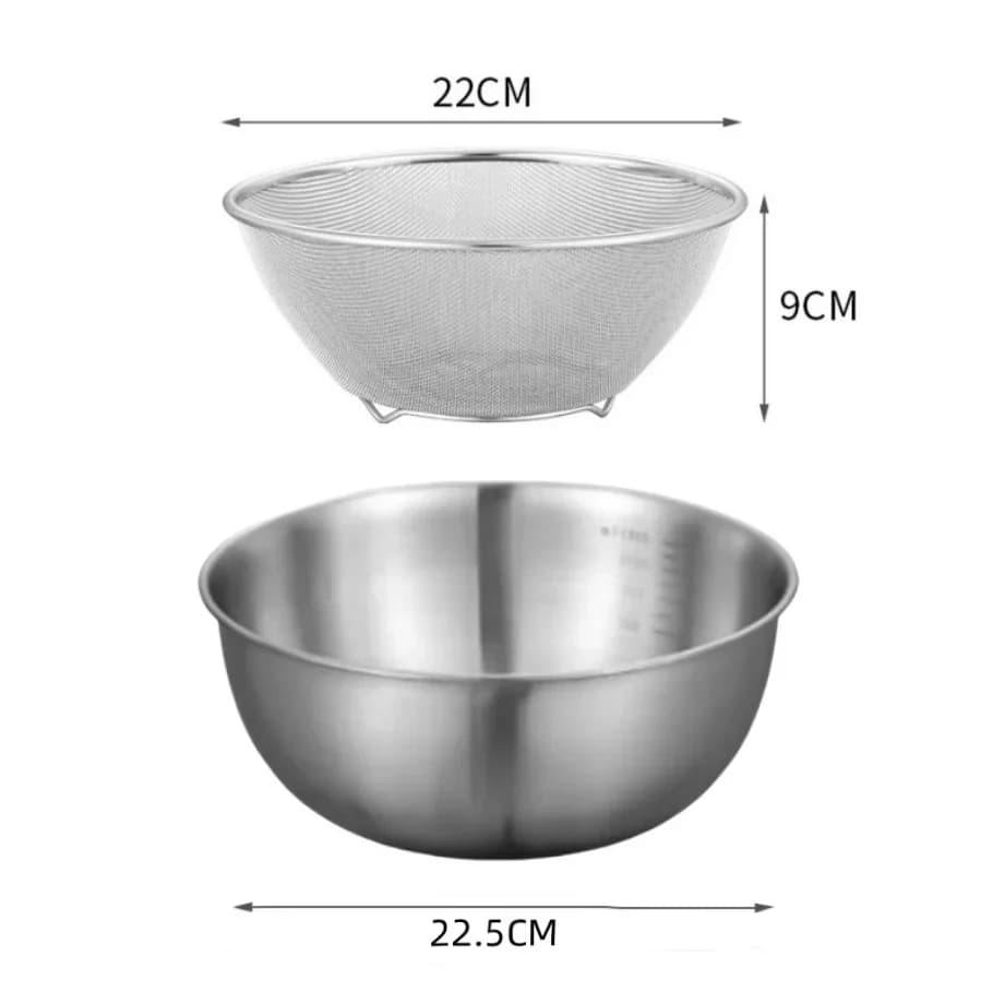 Set 1-3 boluri din inox cu gradație pentru gătit, copt și depozitare