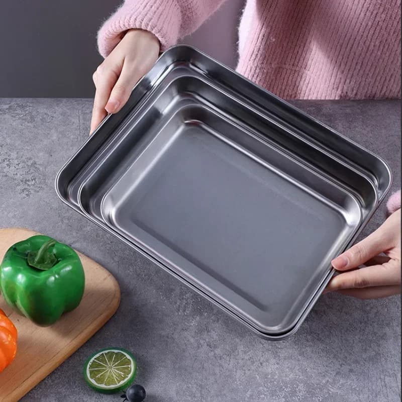 Tavă de copt din inox cu grătar pentru friptură și prăjituri