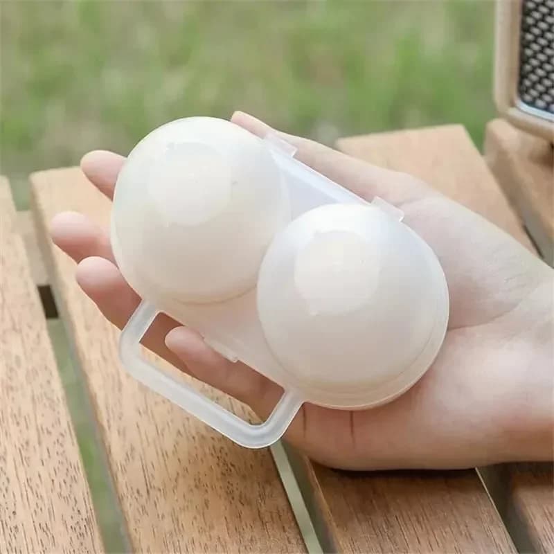Suport portabil din plastic pentru 2 ouă, rezistent la șocuri, pentru frigider și camping