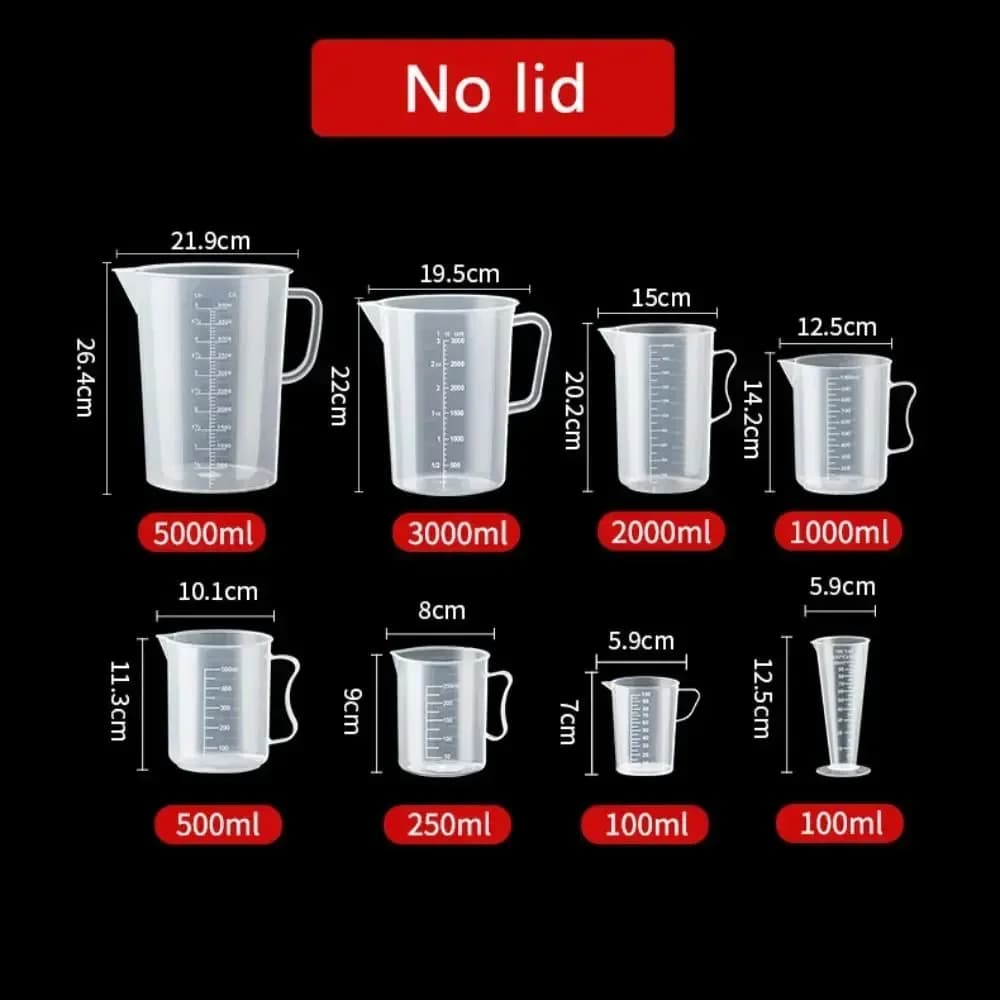 Cană gradată de bucătărie din plastic alimentar, 100-5000 ml