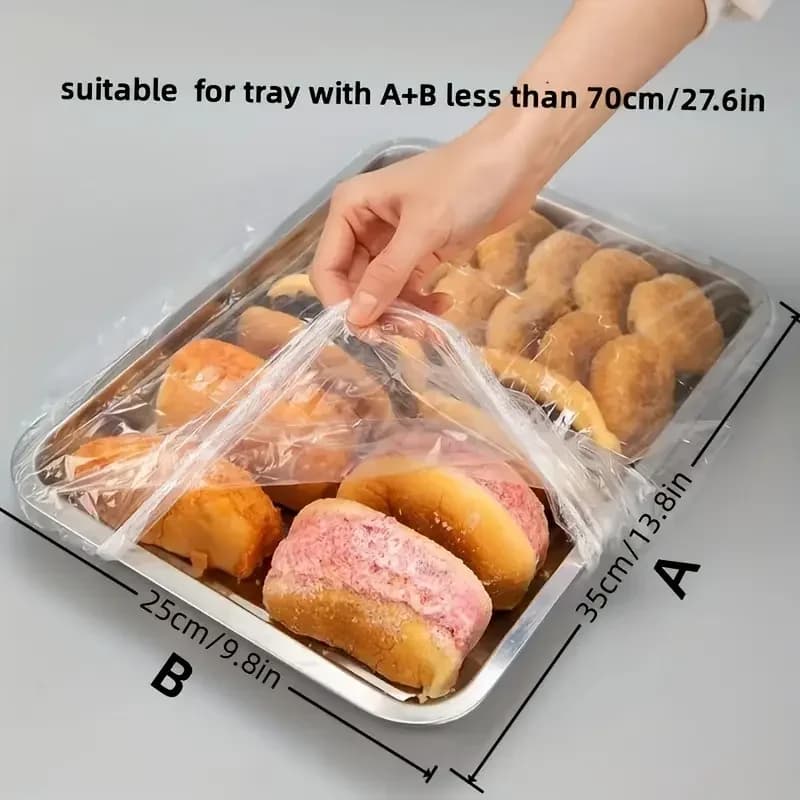 Set 50 capace elastice reutilizabile din PE pentru alimente - Capace extensibile din plastic pentru pâine, fructe, gustări