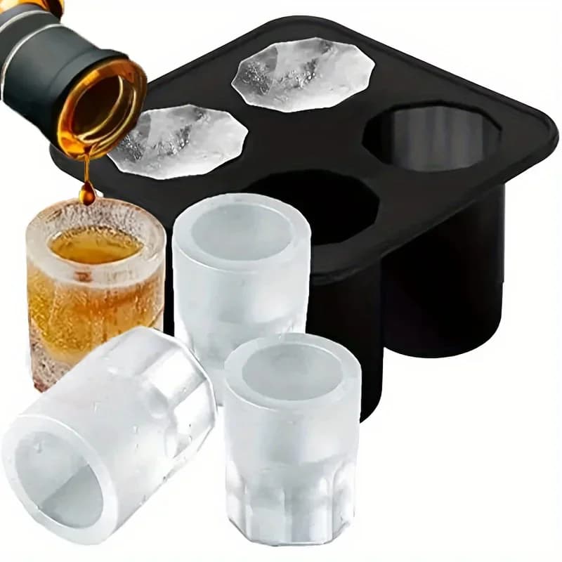 Formă din silicon pentru cuburi de gheață, 4 orificii, pentru whisky și băuturi