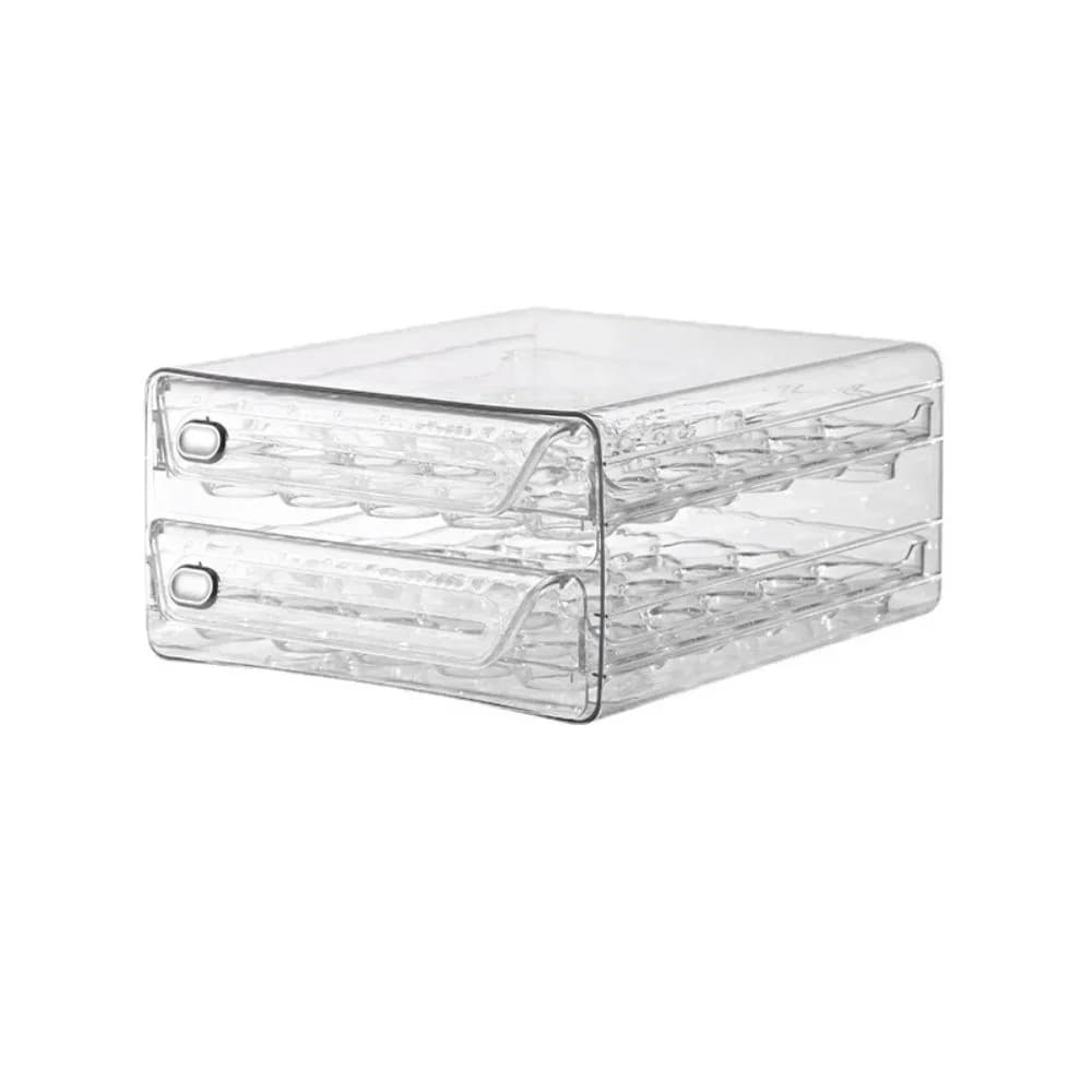 Organizator etajat pentru ouă din plastic transparent, tip sertar cu scală de timp