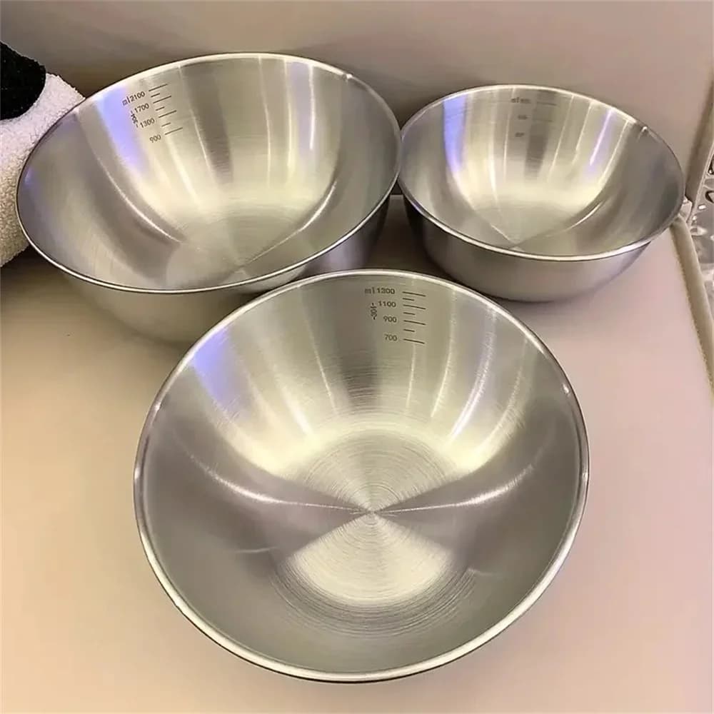 Set 1-3 boluri din inox cu gradație pentru gătit, copt și depozitare