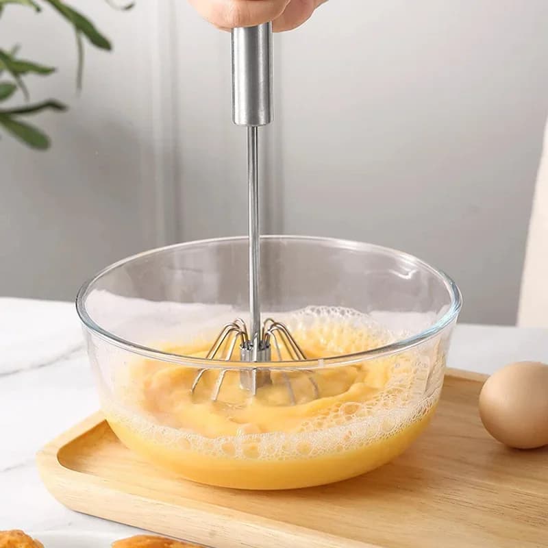 Tel semiautomat rotativ din inox, mixer manual pentru ouă și creme