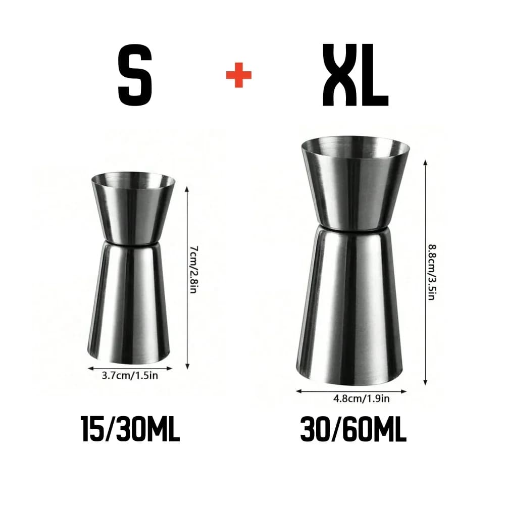 Pahar gradat dublu din inox pentru cocktailuri, jigger bar