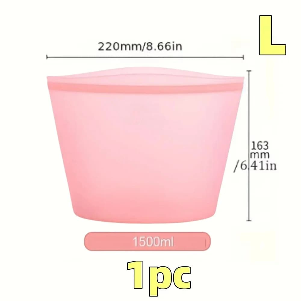Set 1/3 pungi din silicon reutilizabile pentru alimente, pungi etanșe cu fermoar pentru frigider și congelator