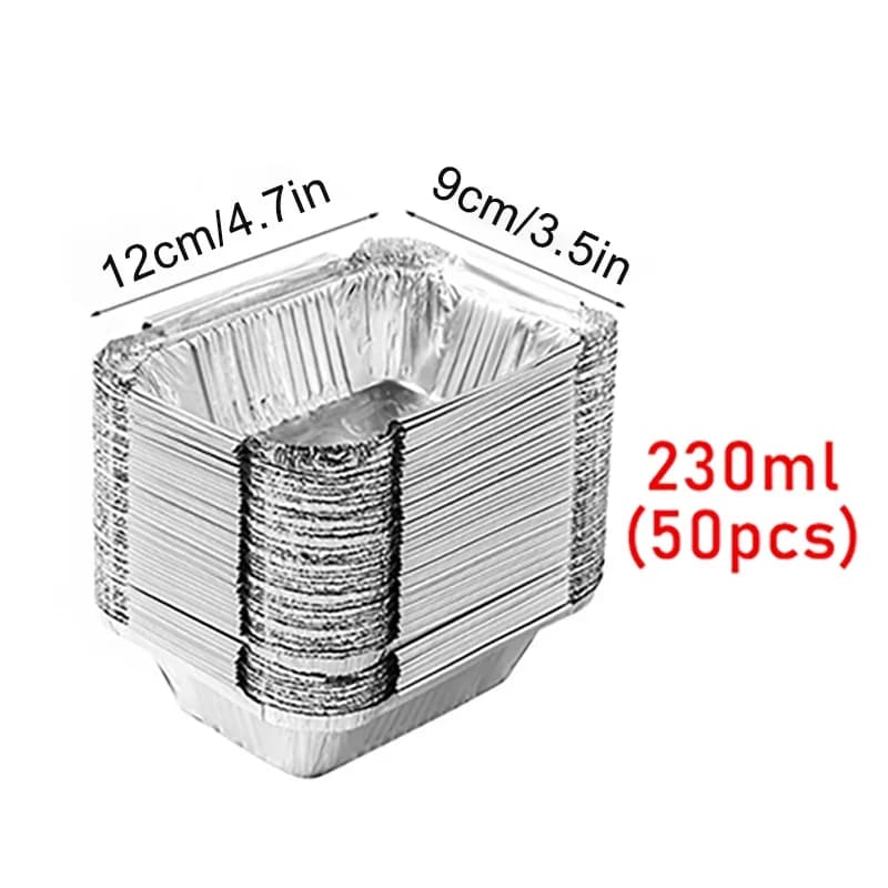 Set 50 tăvițe din folie de aluminiu de unică folosință, diverse dimensiuni