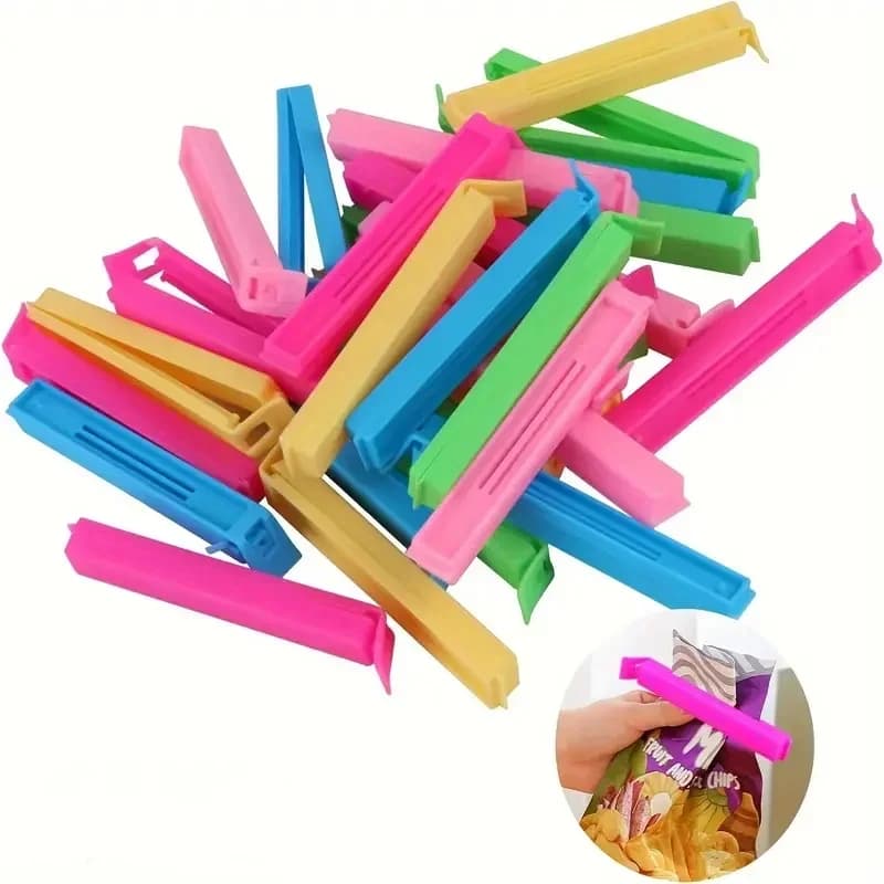 Set 5-30 cleme colorate pentru sigilat pungi alimentare, reutilizabile