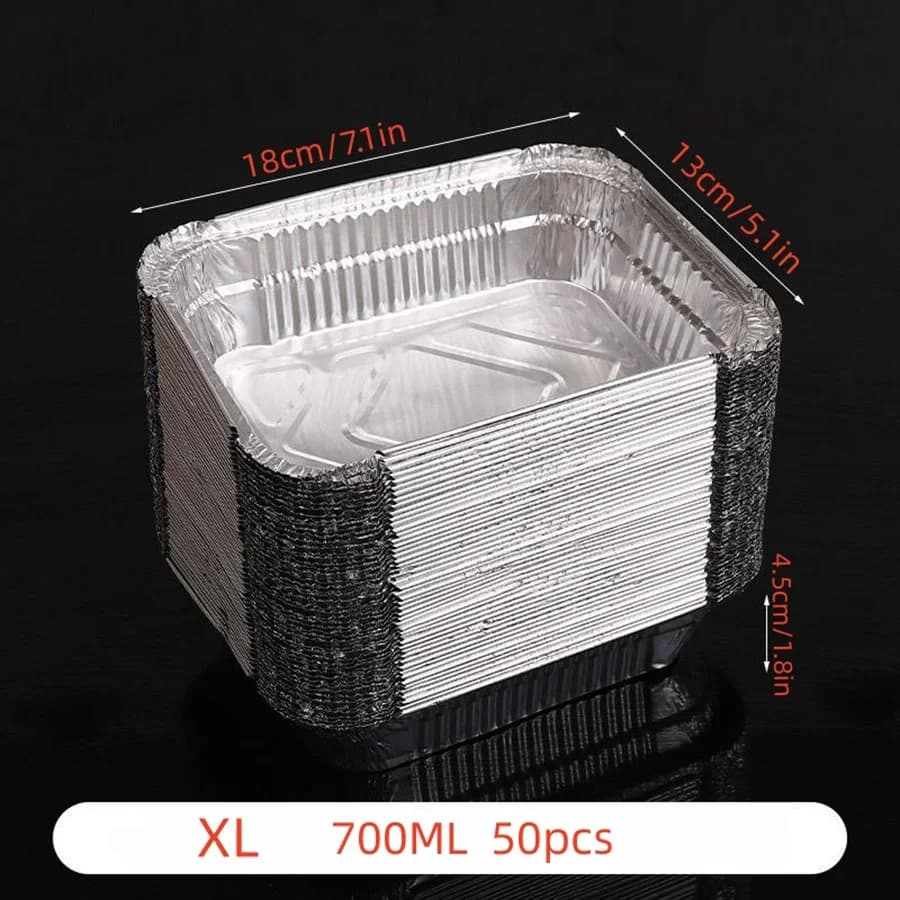 Set 50 tăvițe din folie de aluminiu de unică folosință, diverse dimensiuni