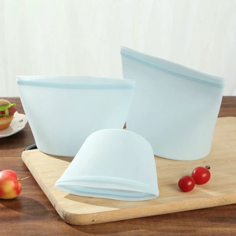 Set 1/3 pungi din silicon reutilizabile pentru alimente, pungi etanșe cu fermoar pentru frigider și congelator