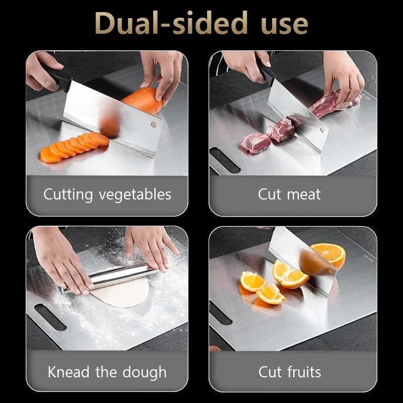 Set 3 tocătoare din oțel inoxidabil - Tocătoare rezistente cu două fețe pentru carne, legume și frământat aluat