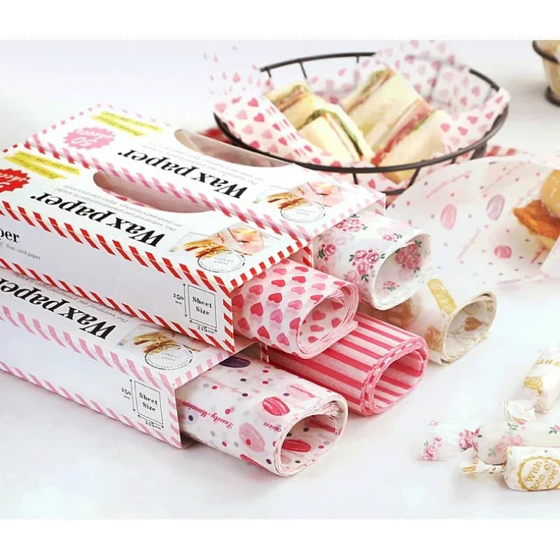 Set 50 bucăți hârtie cerată alimentară, rezistentă la grăsime, pentru sandwich-uri, burgeri și copt