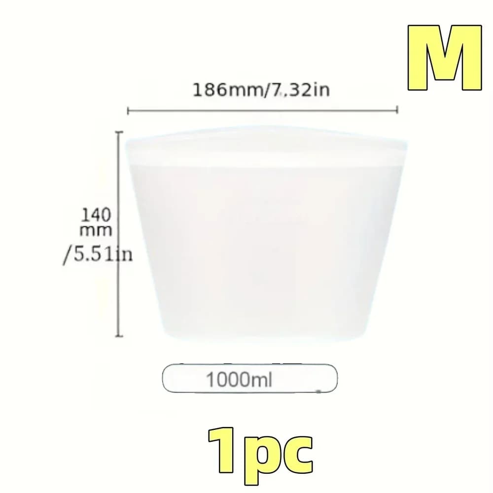 Set 1/3 pungi din silicon reutilizabile pentru alimente, pungi etanșe cu fermoar pentru frigider și congelator
