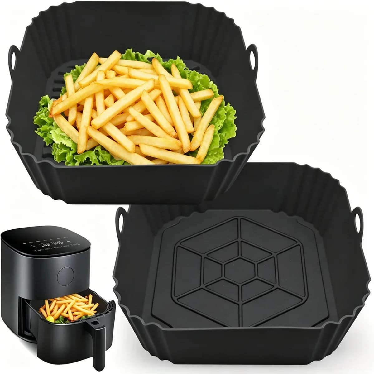 Vas din silicon reutilizabil pentru Air Fryer, antiaderent