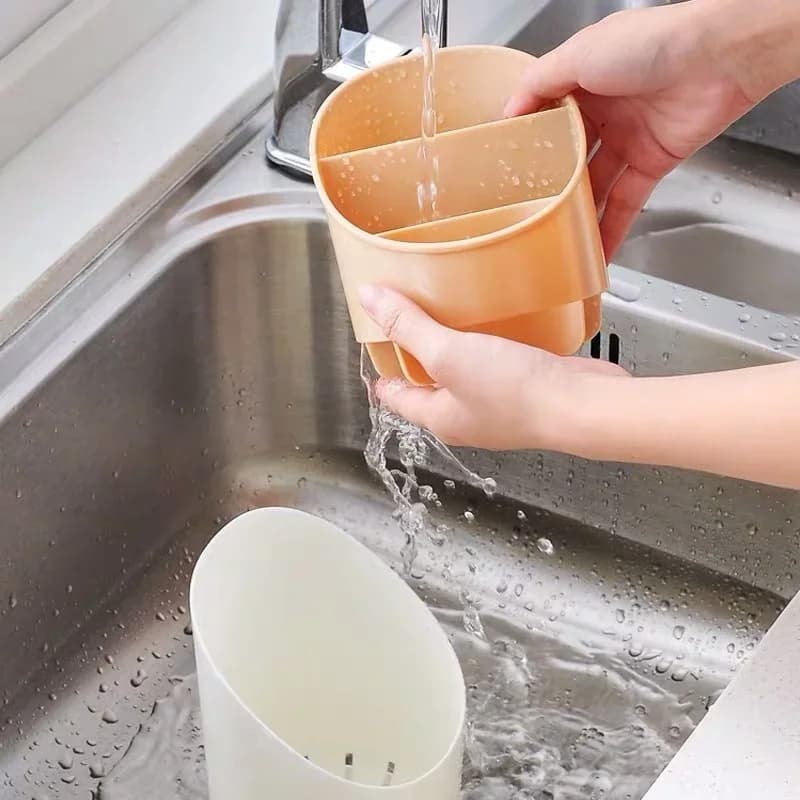 Suport scurgător pentru tacâmuri din plastic, cu tavă