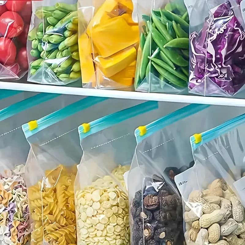 Pungi ermetice cu fermoar pentru păstrarea alimentelor proaspete, congelator, fructe, legume, carne