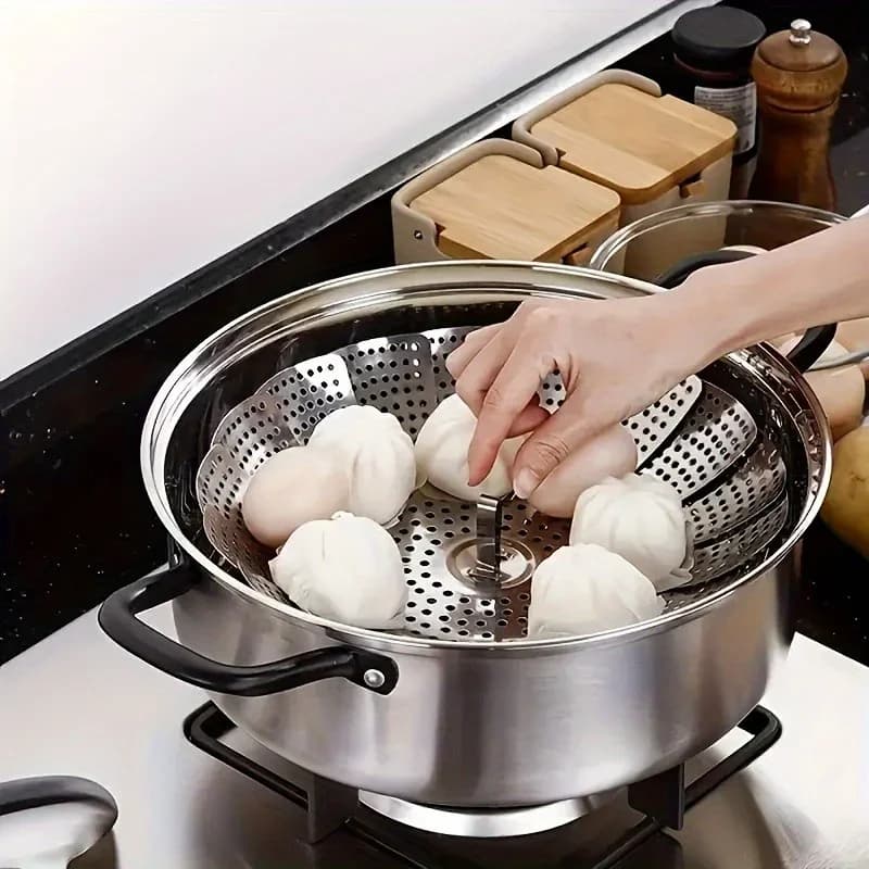 Coș extensibil din inox pentru gătit la aburi, 6-10.5", pliabil pentru oale