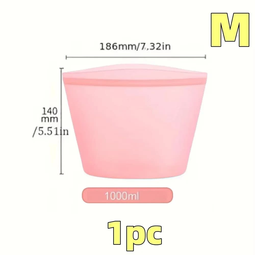 Set 1/3 pungi din silicon reutilizabile pentru alimente, pungi etanșe cu fermoar pentru frigider și congelator