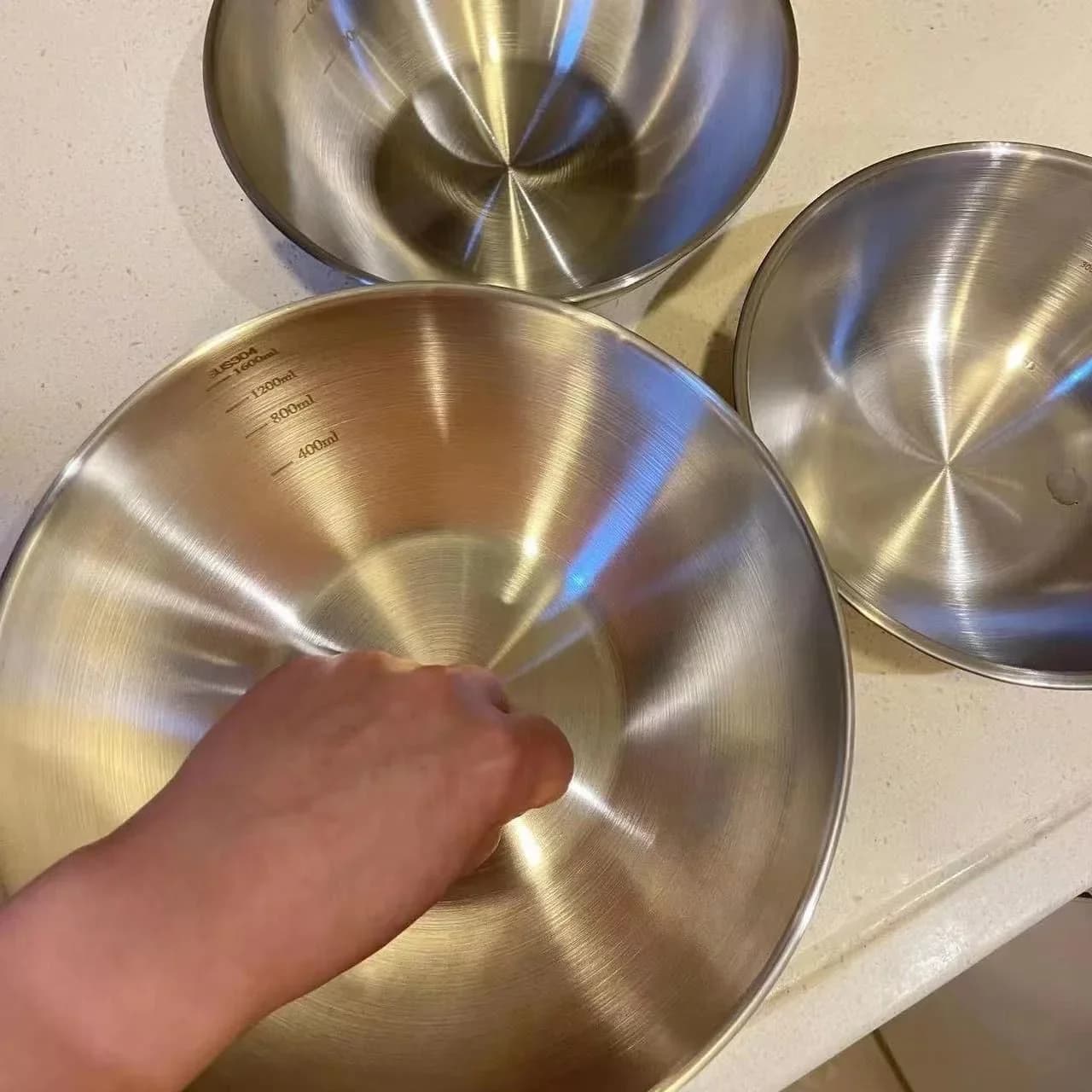 Set 1-3 boluri din inox cu gradație pentru gătit, copt și depozitare