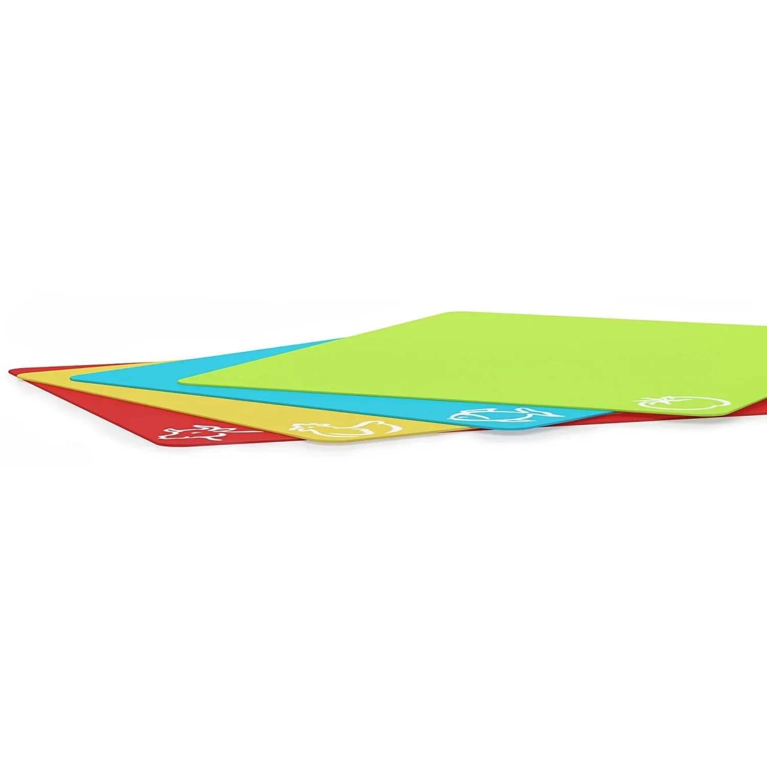 Set 4 tocătoare flexibile din plastic antiderapant cu pictograme pentru alimente
