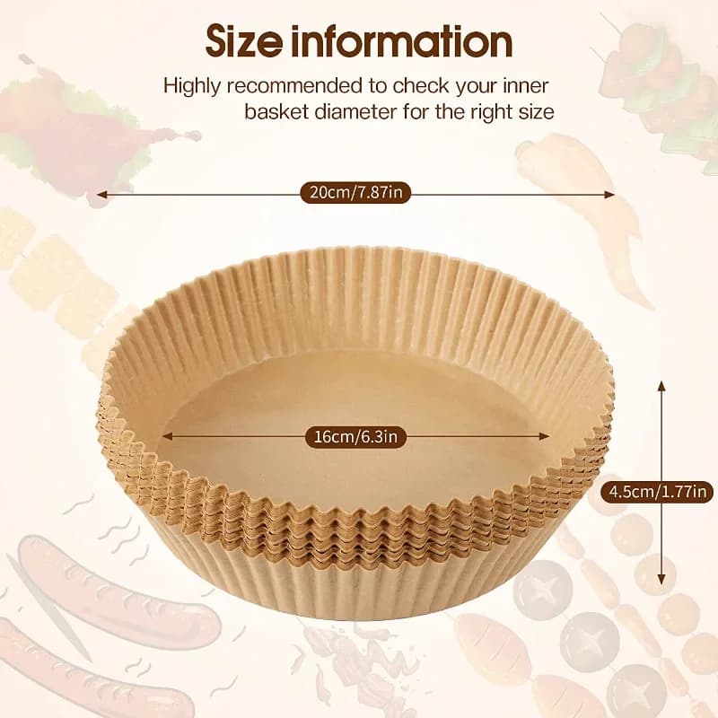 Hârtie de copt de unică folosință pentru Air Fryer, rezistentă la grăsime și apă