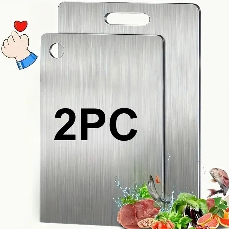 Set 2 tocătoare din inox rezistent - Antiderapante pentru carne și legume | Fără BPA
