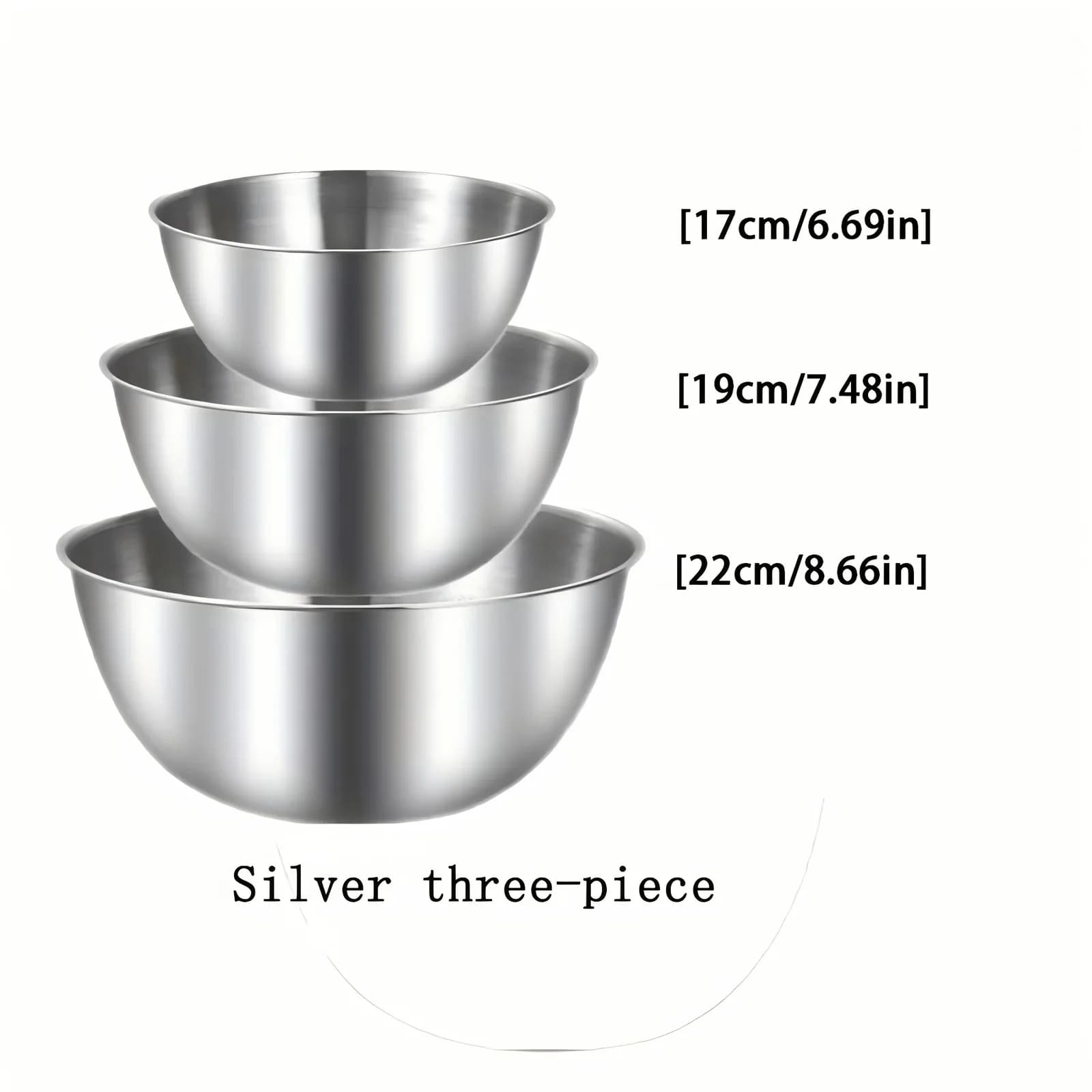 Set 3 boluri din inox pentru amestecare, bol mare pentru salată și frământat aluat