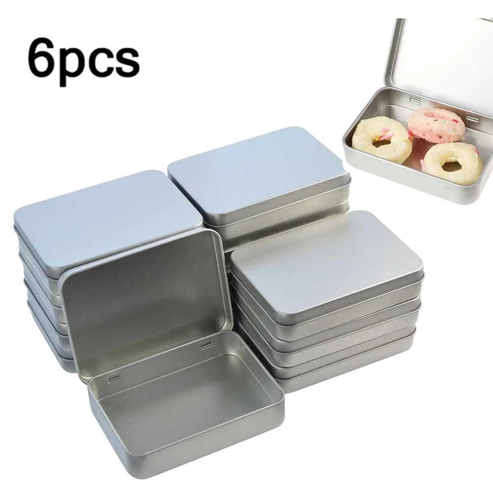 Set 6 cutii metalice cu capac, mini recipiente portabile pentru depozitare bomboane și mărunțișuri