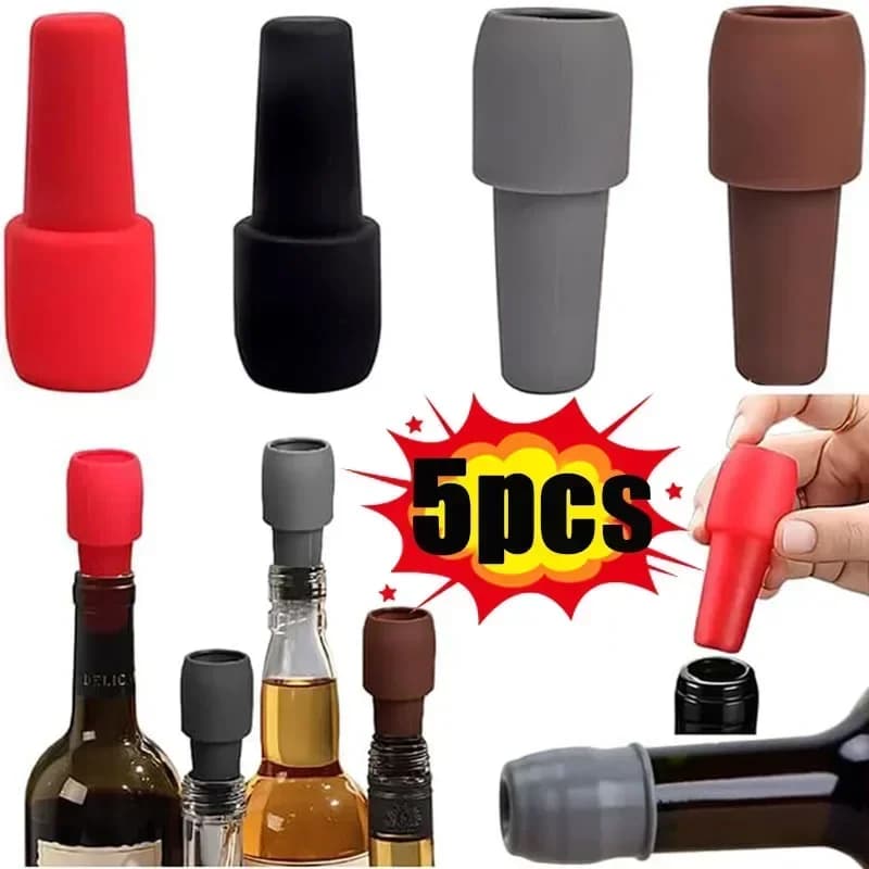 Dop universal pentru sticle de vin, din silicon moale cu dublă etanșare