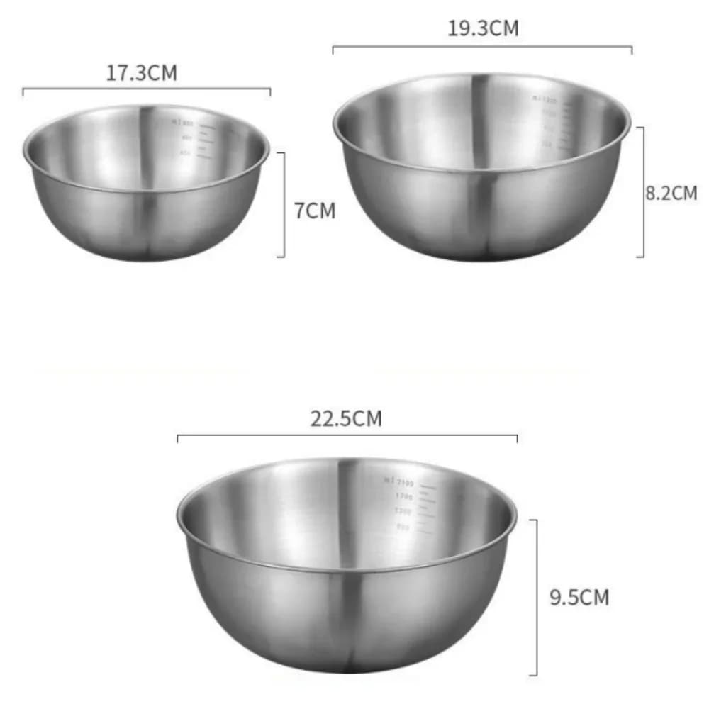 Set 1-3 boluri din inox cu gradație pentru gătit, copt și depozitare