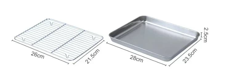Tavă de copt din inox cu grătar pentru friptură și prăjituri