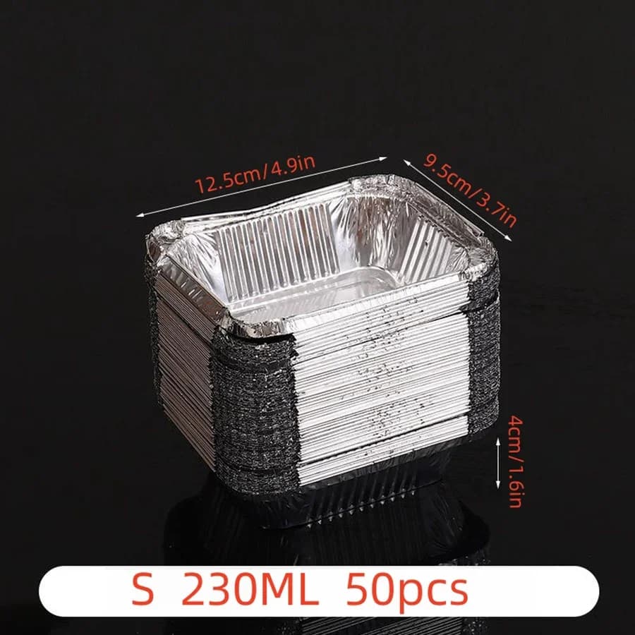 Set 50 tăvițe din folie de aluminiu de unică folosință, diverse dimensiuni