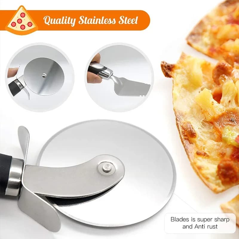 Rolă din inox pentru tăiat pizza, aluat și prăjituri